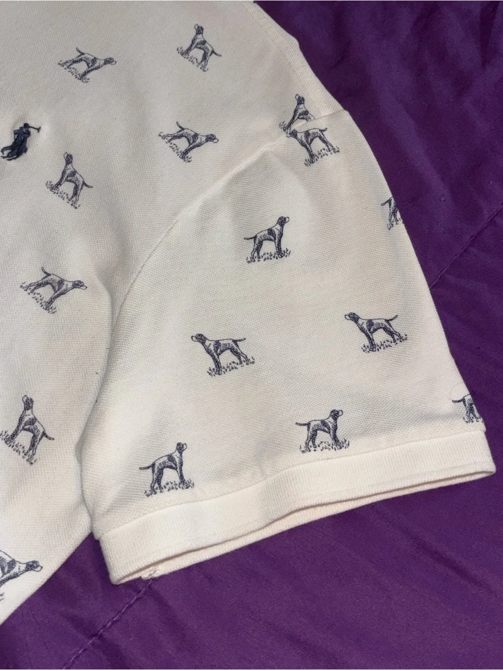 Polo by Ralph Lauren White Short-Sleeve Polo with Blue Dog Motif